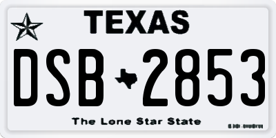 TX license plate DSB2853
