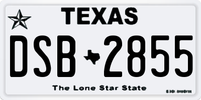 TX license plate DSB2855