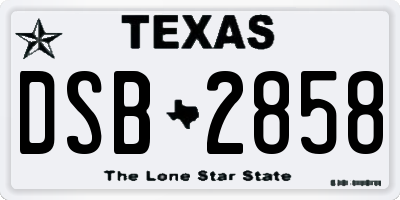 TX license plate DSB2858
