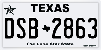 TX license plate DSB2863