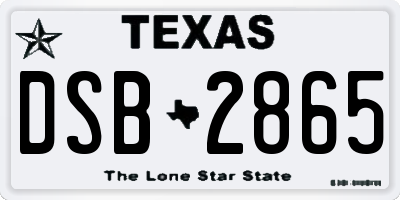 TX license plate DSB2865