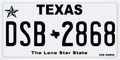 TX license plate DSB2868