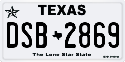TX license plate DSB2869