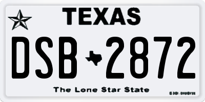 TX license plate DSB2872
