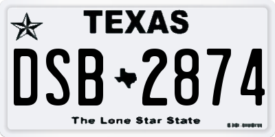 TX license plate DSB2874