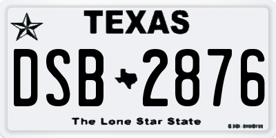 TX license plate DSB2876