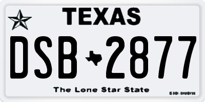 TX license plate DSB2877