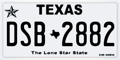 TX license plate DSB2882