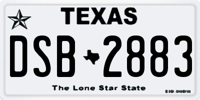 TX license plate DSB2883