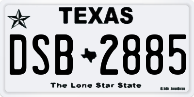 TX license plate DSB2885