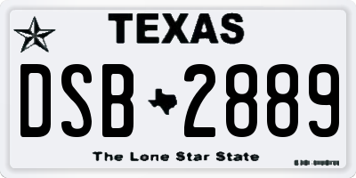 TX license plate DSB2889