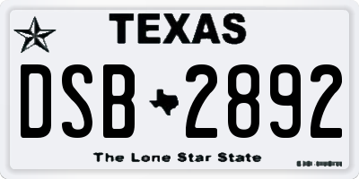 TX license plate DSB2892