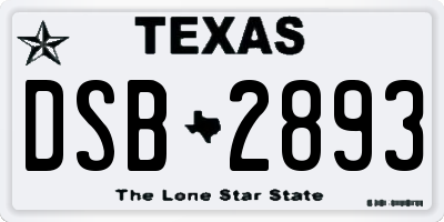 TX license plate DSB2893