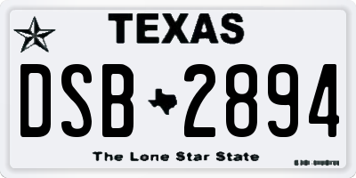 TX license plate DSB2894