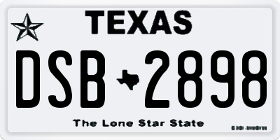 TX license plate DSB2898