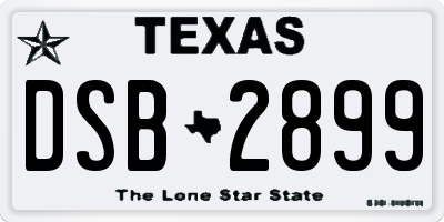 TX license plate DSB2899