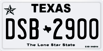 TX license plate DSB2900