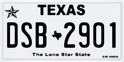 TX license plate DSB2901