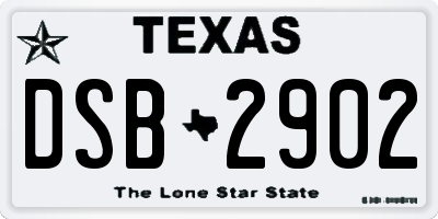 TX license plate DSB2902