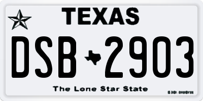 TX license plate DSB2903