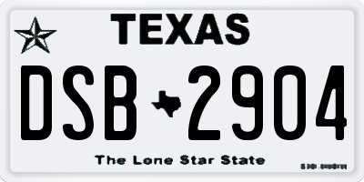 TX license plate DSB2904