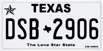 TX license plate DSB2906