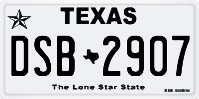 TX license plate DSB2907