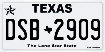 TX license plate DSB2909