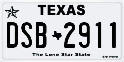 TX license plate DSB2911