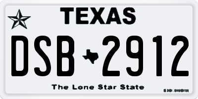TX license plate DSB2912