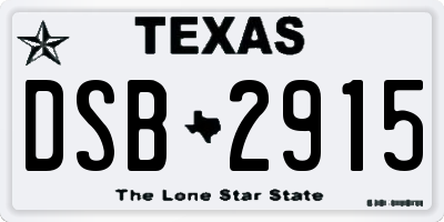 TX license plate DSB2915
