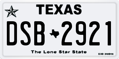 TX license plate DSB2921