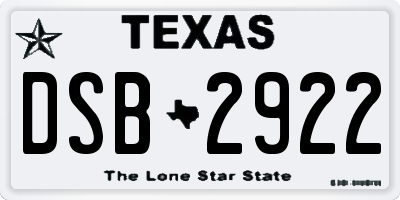 TX license plate DSB2922