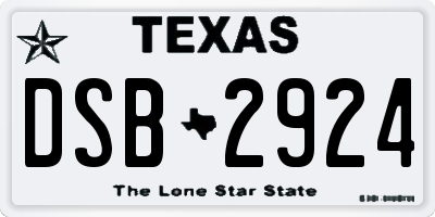 TX license plate DSB2924