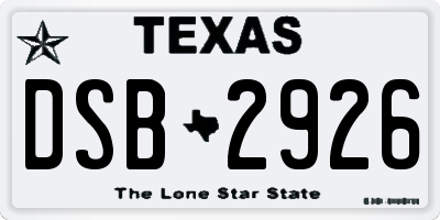 TX license plate DSB2926