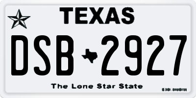 TX license plate DSB2927
