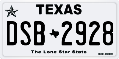 TX license plate DSB2928