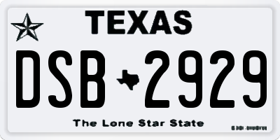 TX license plate DSB2929