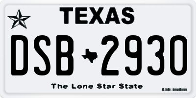TX license plate DSB2930