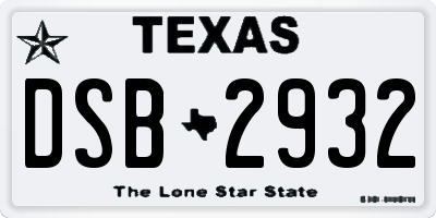 TX license plate DSB2932