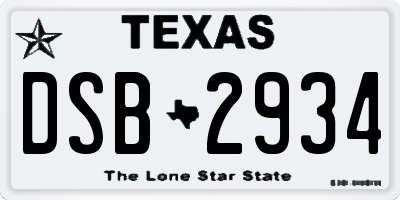 TX license plate DSB2934