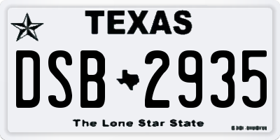TX license plate DSB2935