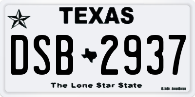 TX license plate DSB2937
