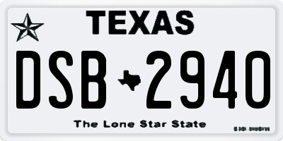 TX license plate DSB2940