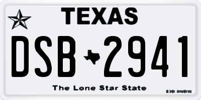 TX license plate DSB2941