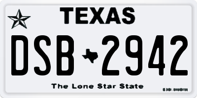 TX license plate DSB2942