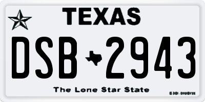 TX license plate DSB2943