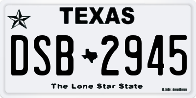 TX license plate DSB2945