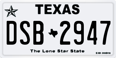 TX license plate DSB2947