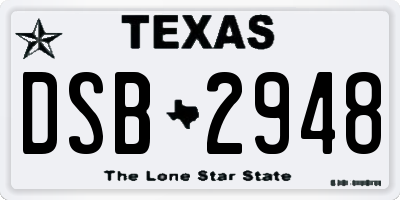 TX license plate DSB2948